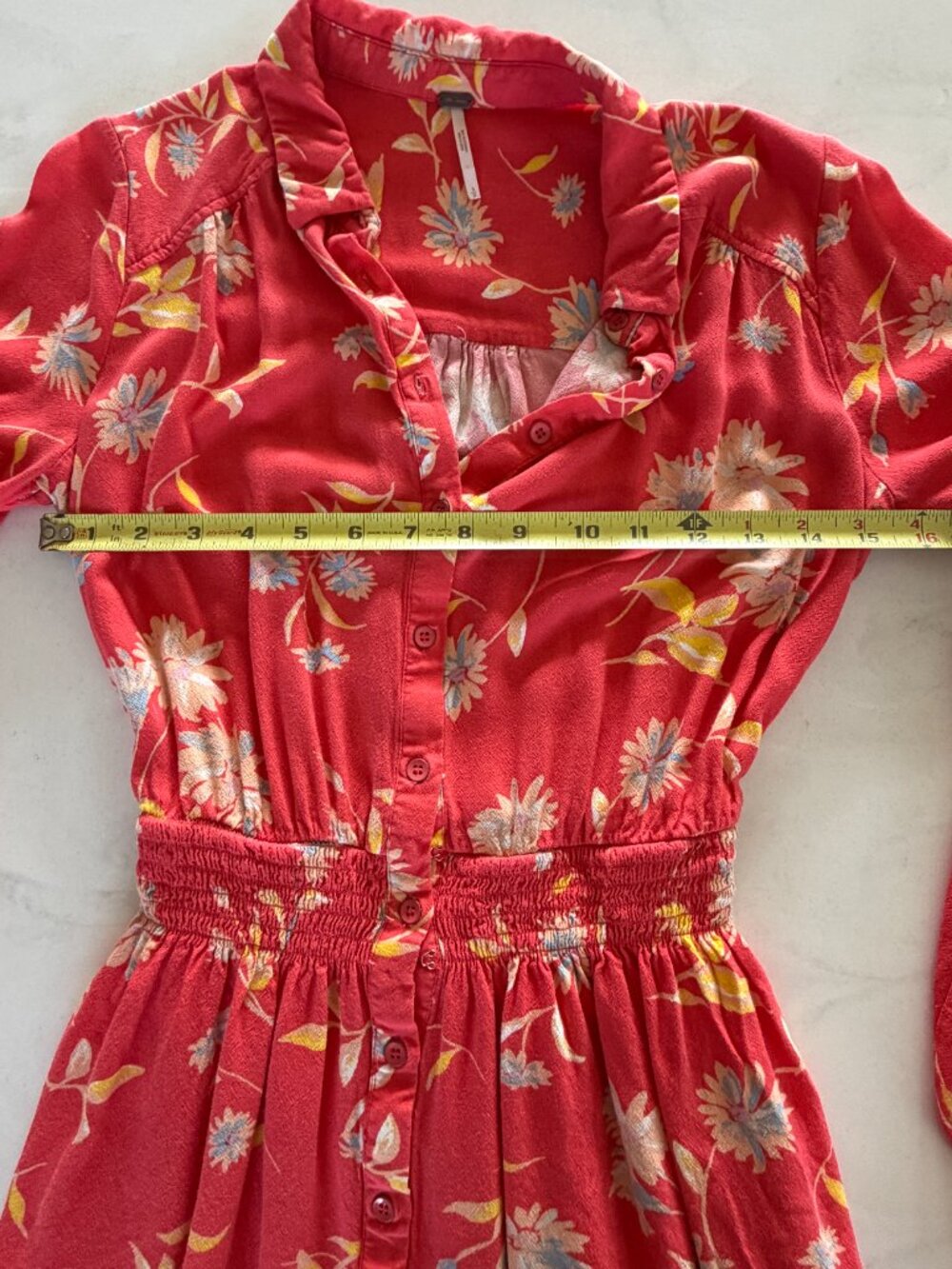 Free People Ruthie Floral Mini Dress Red Boho Long Sleeve Size S - Picture 4 of 10